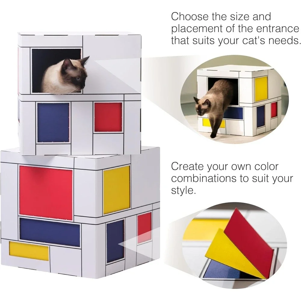 Cat Cardboard Scratcher House Artistic w/Pad Brown One Size Gift